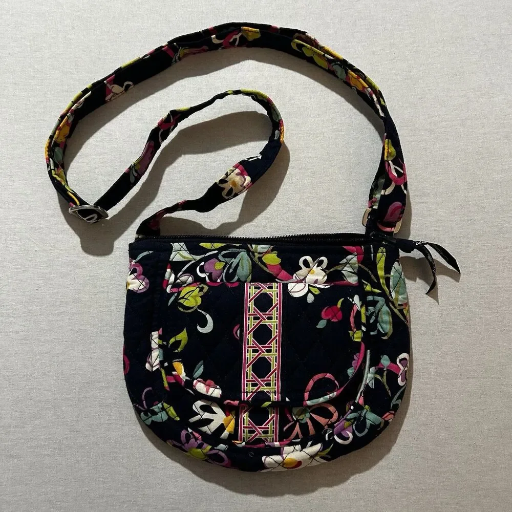 Vera Bradley Navy Blue Crossbody Retired Pattern Adjustable Strap, EUC